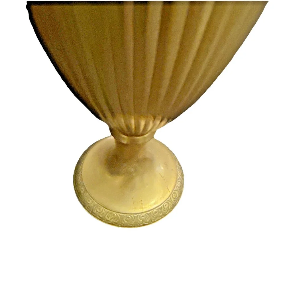 Vintage 1960s Solid Brass Urn Vase 12” Fluted Moradabad India Hand Chased Heavy